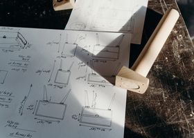 Marked contact sheet on a workbench